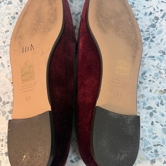 J Crew Velvet Bow Smoking Slippers Burgundy Flats Italy 8.5 - Picture 7 of 7